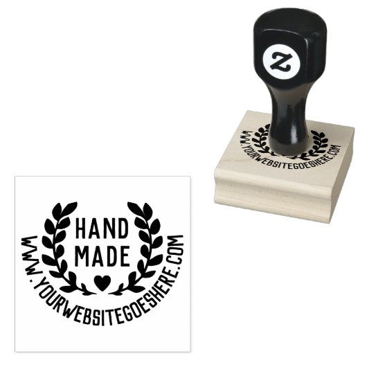 Website Laurel Wreath Heart Handmade Rubberstempel (Gestempeld)