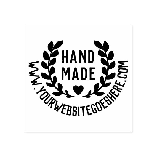 Website Laurel Wreath Heart Handmade Rubberstempel (Afrduk)