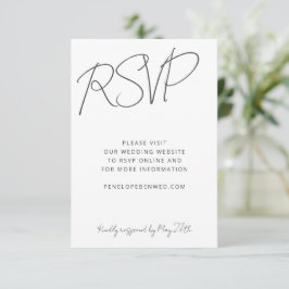 Website met de moderne Black White Wedding Online  RSVP Kaartje
