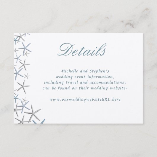 Website met details over Starfish Border Wedding Informatiekaartje (Voorkant)