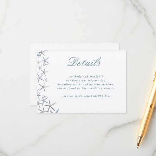 Website met details over Starfish Border Wedding Informatiekaartje (Voorkant / Achterkant in situ)