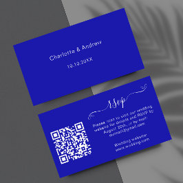 website met een blauwe trouwreactie QR-code RSVP Informatiekaartje