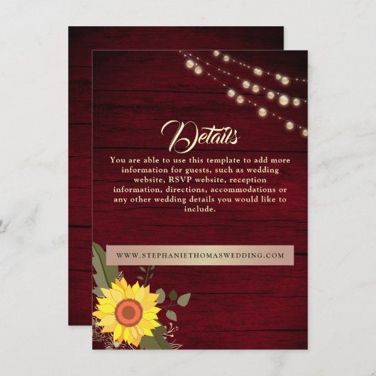 Website met informatie over zonnebloemen Rustic Wo Informatiekaartje (Voorkant / Achterkant)