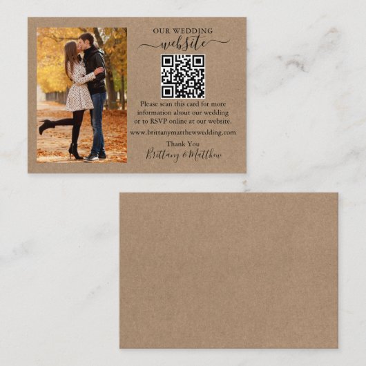 Website met minimalistische eenvoudige QR Kraft fo Informatiekaartje (Voorkant / Achterkant)