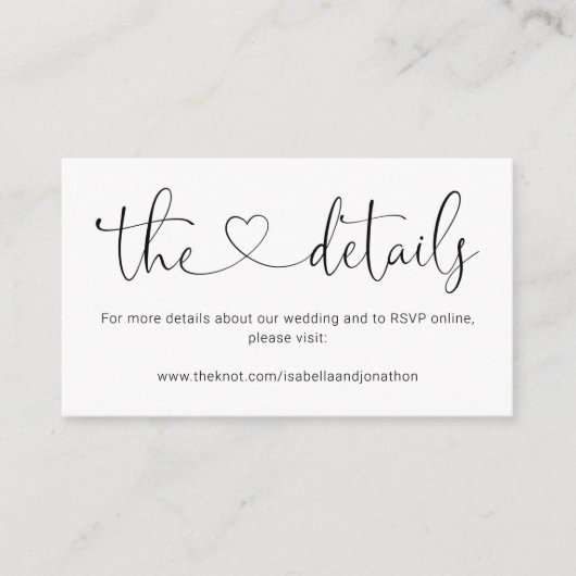 Website met moderne bruiloft informatiekaartje (Voorkant)