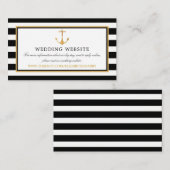 Website met Nautical Gold Anchor, Black & Gold Wed Informatiekaartje (Voorkant / Achterkant)