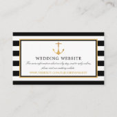 Website met Nautical Gold Anchor, Black & Gold Wed Informatiekaartje (Voorkant)