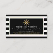 Website met Nautical Gold Wheel, Black & Gold Wedd Informatiekaartje (Voorkant)