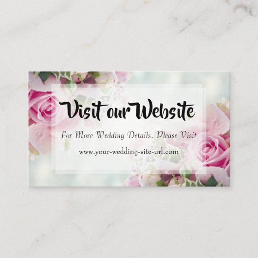 Website met roze Rozen en pony Wedding Informatiekaartje (Voorkant)