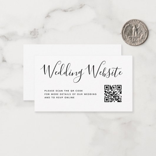 Website met scriptweddenschap Details QR Code Encl Notitiekaartje (Voorkant / Achterkant in situ)