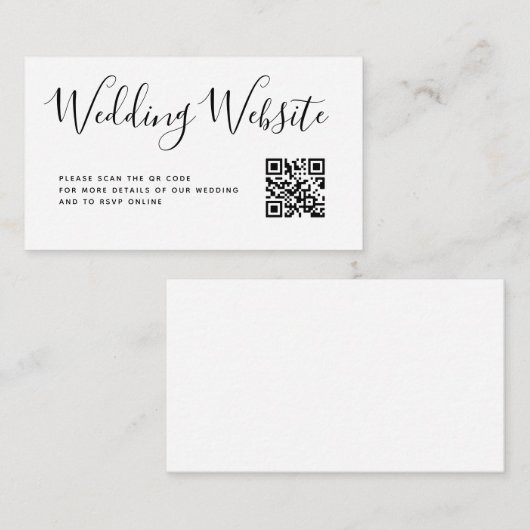 Website met scriptweddenschap Details QR Code Encl Notitiekaartje (Voorkant / Achterkant)