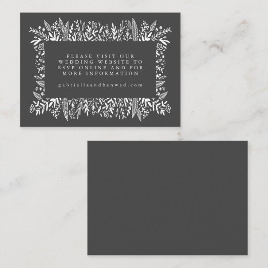 Website met tekenbruiloft voor zwarte en witte Flo Informatiekaartje (Voorkant / Achterkant)