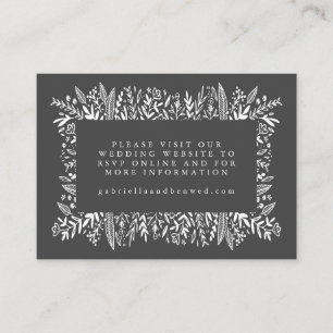 Website met tekenbruiloft voor zwarte en witte Flo Informatiekaartje