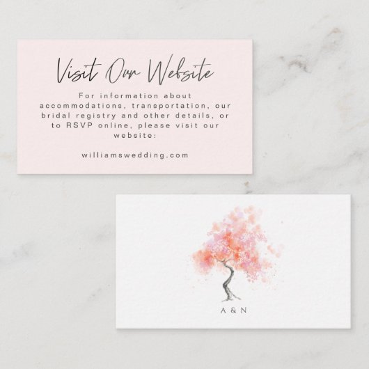 Website - Minimale moderne lichtroze Informatiekaartje (Voorkant / Achterkant)