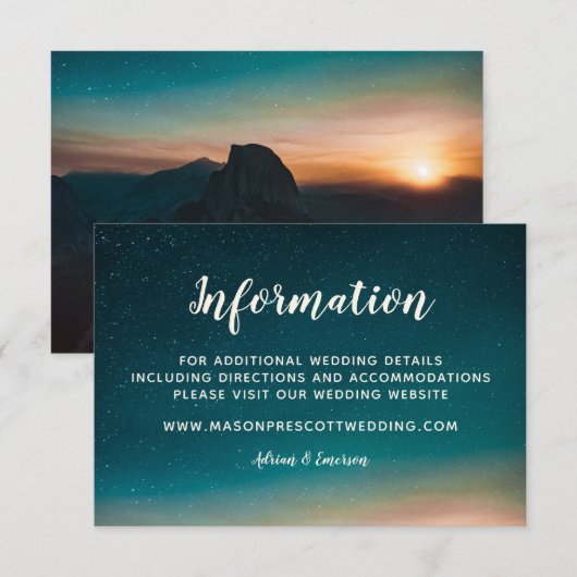 Website Naight Sky Galaxy Mountain Sunrise Informatiekaartje (Voorkant / Achterkant)