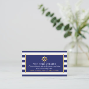 Website Nautical Gold Wheel, Navy & Gold Wedding Informatiekaartje