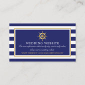 Website Nautical Gold Wheel, Navy & Gold Wedding Informatiekaartje (Voorkant)