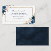 Website Navy Blue Blush Pink Geometric Wedding Informatiekaartje (Voorkant / Achterkant)