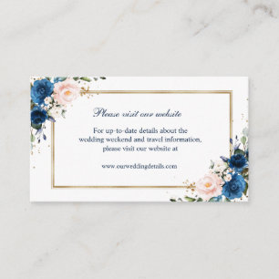 Website Navy Blue Blush Pink Geometric Wedding Informatiekaartje