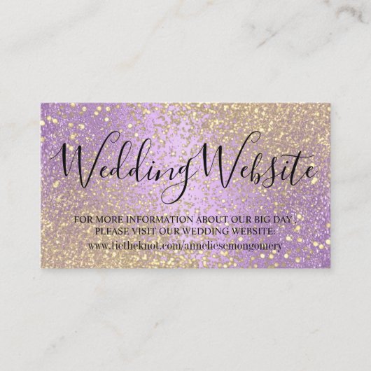Website over bruiloft - Lavender en Gold Glitter Informatiekaartje (Voorkant)