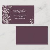 Website over de bruiloft - paars botanisch informatiekaartje (Voorkant / Achterkant)