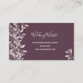 Website over de bruiloft - paars botanisch informatiekaartje (Voorkant)