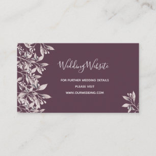 Website over de bruiloft - paars botanisch informatiekaartje