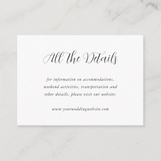 Website over de Elegant Calligraphy Wedding Informatiekaartje (Voorkant)