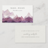 Website over de Paarse Waterverf Mountain Lake Wed Informatiekaartje (Voorkant / Achterkant)