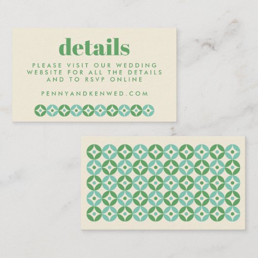 Website over groene en blauwe mid-moskeeën informatiekaartje (Voorkant / Achterkant)