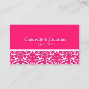 Website over het hete-roze Damask Wedding Informatiekaartje