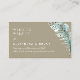 Website over minimale bruiloft voor Boho Beige Fea Informatiekaartje