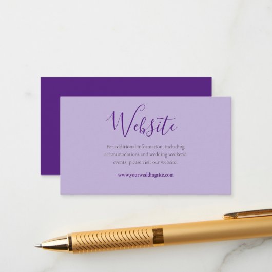 Website over Paars en Lila bruiloft — Website - De Informatiekaartje (Voorkant / Achterkant in situ)