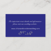Website Pearls en Sapphire Blue Wedding Card Informatiekaartje (Achterkant)