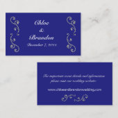 Website Pearls en Sapphire Blue Wedding Card Informatiekaartje (Voorkant / Achterkant)