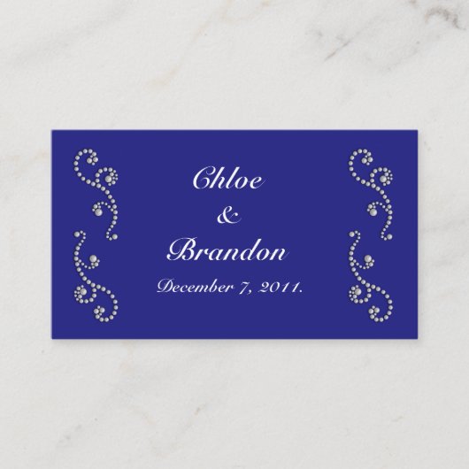 Website Pearls en Sapphire Blue Wedding Card Informatiekaartje (Voorkant)