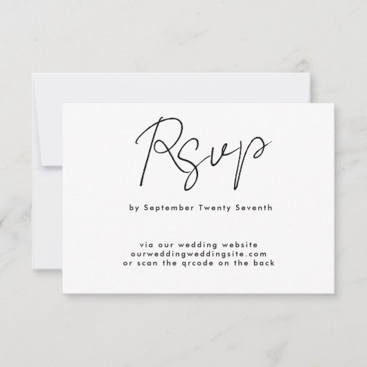 Website QR CODE BACK Eenvoudige moderne aangepaste RSVP Kaartje (Voorkant)