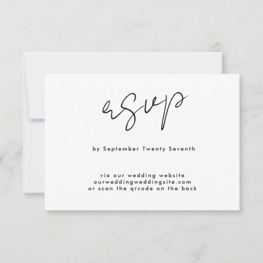 Website QR CODE BACK Stijlvolle moderne Aangepaste RSVP Kaartje (Voorkant)