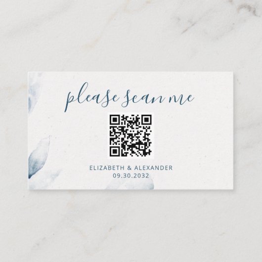Website QR-code blauwe waterverf moderne eenvoudig Informatiekaartje (Achterkant)