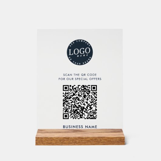 Website QR Code en Business Logo Simple Acryl Bord (Voorkant)