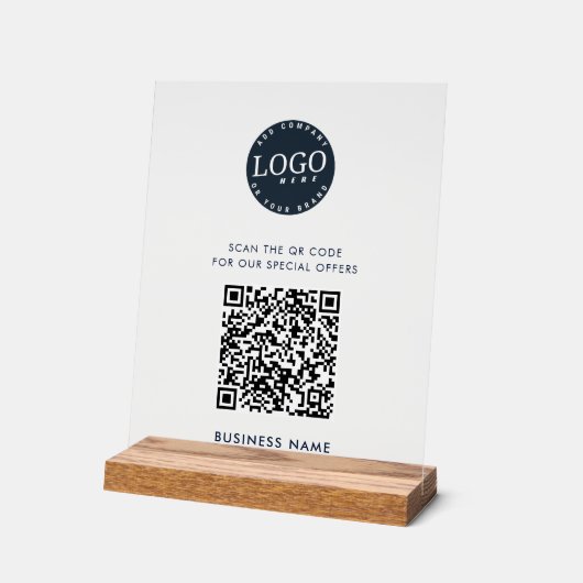 Website QR Code en Business Logo Simple Acryl Bord (Hoek)