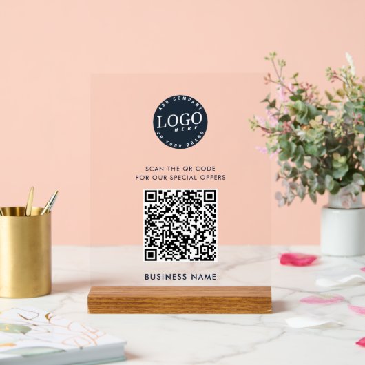 Website QR Code en Business Logo Simple Acryl Bord (Huwelijk)