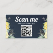 Website QR-code gele waterverf modern marineblauw Informatiekaartje (Achterkant)