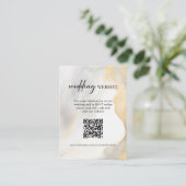 Website QR code RSVP Goud Grijs Bloemen Bruiloft Informatiekaartje (Staand voorkant)