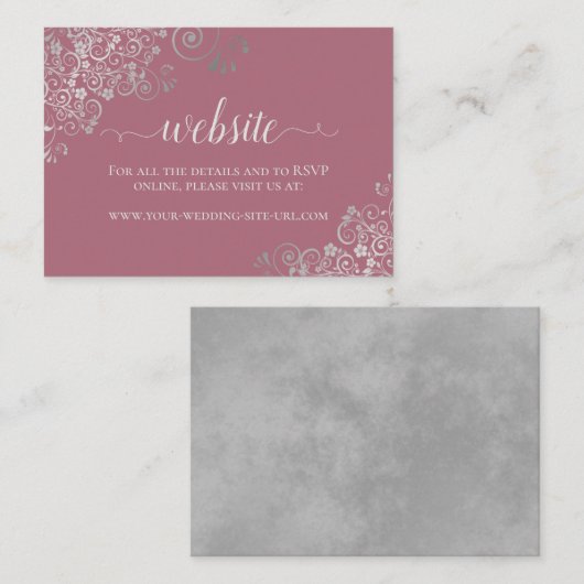 Website Roos Elegant Silver Lace Wedding Informatiekaartje (Voorkant / Achterkant)