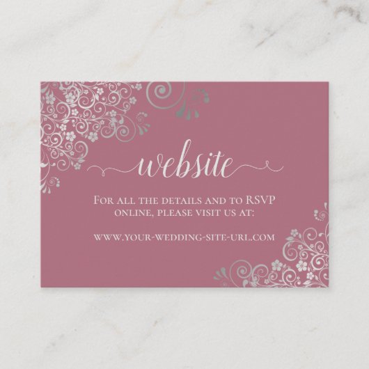 Website Roos Elegant Silver Lace Wedding Informatiekaartje (Voorkant)