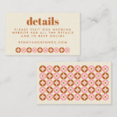 Website roze en roest Mid Mod Chic Wedding Informatiekaartje (Voorkant / Achterkant)