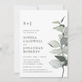 Website RSVP Eucalyptus Monogram Bruiloft Kaart (Voorkant)