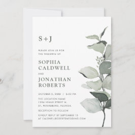 Website RSVP Eucalyptus Monogram Bruiloft Kaart