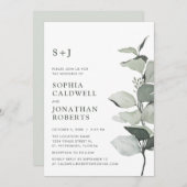 Website RSVP Eucalyptus Monogram Bruiloft Kaart (Voorkant / Achterkant)